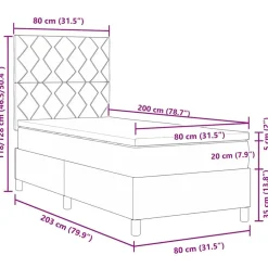 vidaXL Cama Box Spring LED con colchón 80 x 200 cm tela Gris claro New
