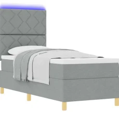 vidaXL Cama Box Spring LED con colchón 80 x 200 cm tela Gris claro New