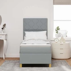 vidaXL Cama Box Spring LED con colchón 80 x 200 cm tela Gris claro New
