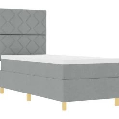vidaXL Cama Box Spring LED con colchón 80 x 200 cm tela Gris claro New