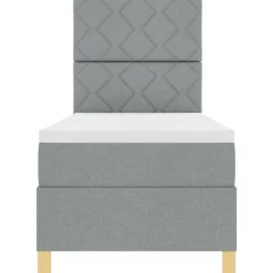 vidaXL Cama Box Spring LED con colchón 80 x 200 cm tela Gris claro New