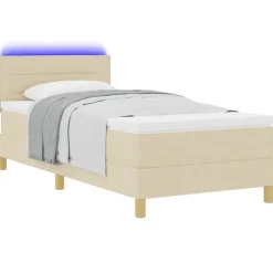 vidaXL Cama Box Spring LED con tiras LED 80 x 200 cm tela Crema