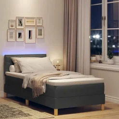 vidaXL Camas Y Accesorios-Cama Box Spring LED con cojín 80 x 200 cm tela