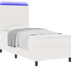 vidaXL Cama Box Spring LED y 80 x 200 cm Tela de Pana Crema New