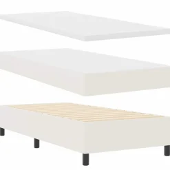 vidaXL Cama Box Spring LED y 80 x 200 cm Tela de Pana Crema New