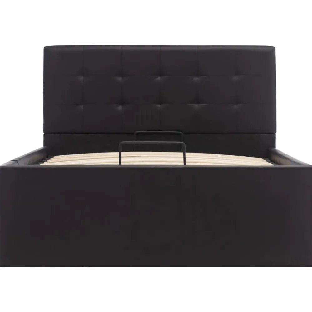 vidaXL Cama canapé hidráulica cuero sintético 90x200 cm Negro Best
