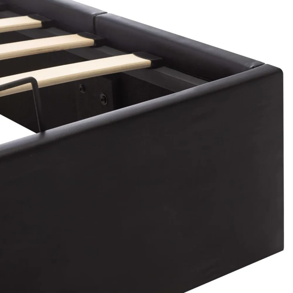vidaXL Cama canapé hidráulica cuero sintético 90x200 cm Negro Best