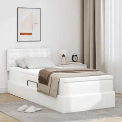 vidaXL Cama con almacenamiento y LED Puro 90 x 190 cm Cuero sintético White