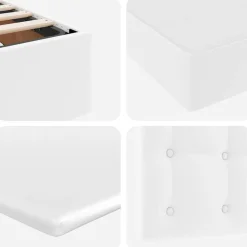 vidaXL Cama con almacenamiento y LED Puro 90 x 190 cm Cuero sintético White