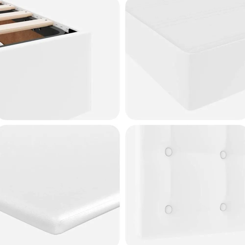 vidaXL Cama con almacenamiento y LED Puro 90 x 190 cm Cuero sintético White