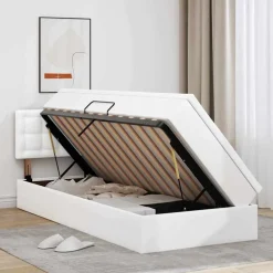 vidaXL Cama con almacenamiento y LED Puro 90 x 190 cm Cuero sintético White