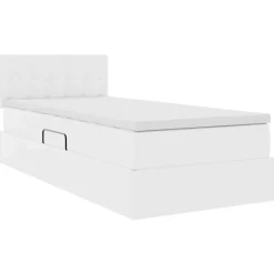 vidaXL Cama con almacenamiento y LED Puro 90 x 190 cm Cuero sintético White