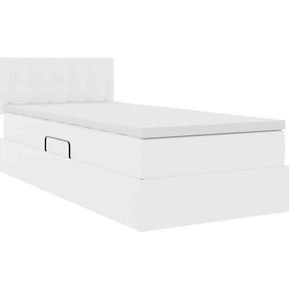 vidaXL Cama con almacenamiento y LED Puro 90 x 190 cm Cuero sintético White