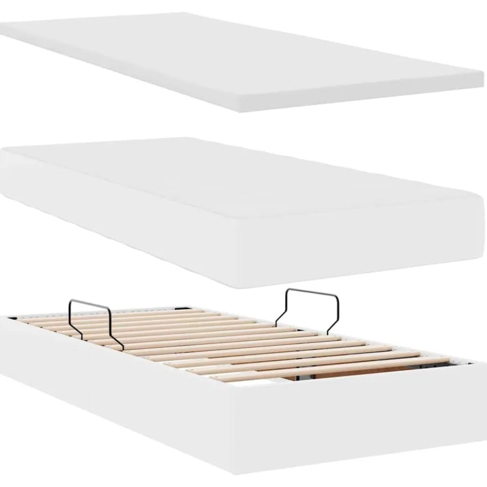 vidaXL Cama con almacenamiento y LED Puro 90 x 190 cm Cuero sintético White