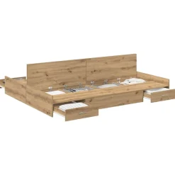 vidaXL Cama con almacenamiento con cajón Roble artesanal 140 x 200 cm Roble artisan Clearance