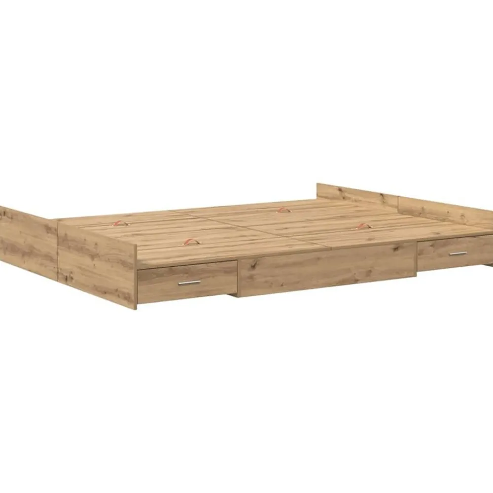 vidaXL Cama con almacenamiento con cajón Roble artesanal 140 x 200 cm Roble artisan Clearance