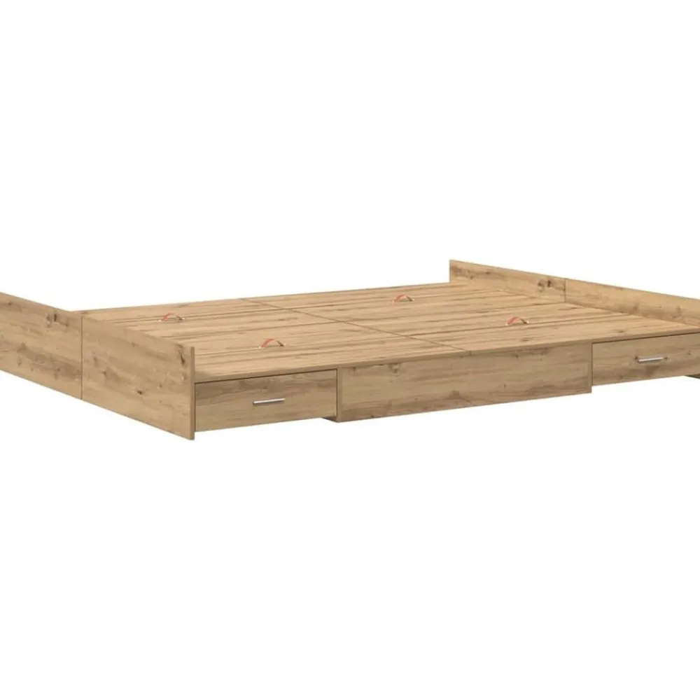 vidaXL Cama con almacenamiento con cajón Roble artesanal 140 x 200 cm Roble artisan Clearance