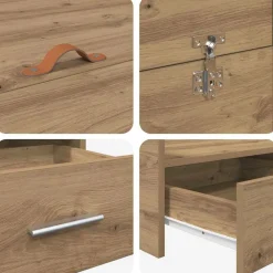 vidaXL Cama con almacenamiento con cajón Roble artesanal 140 x 200 cm Roble artisan Clearance