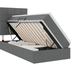 vidaXL Cama con almacenamiento y LED 90 x 190 cm Poliéster Gris oscuro New