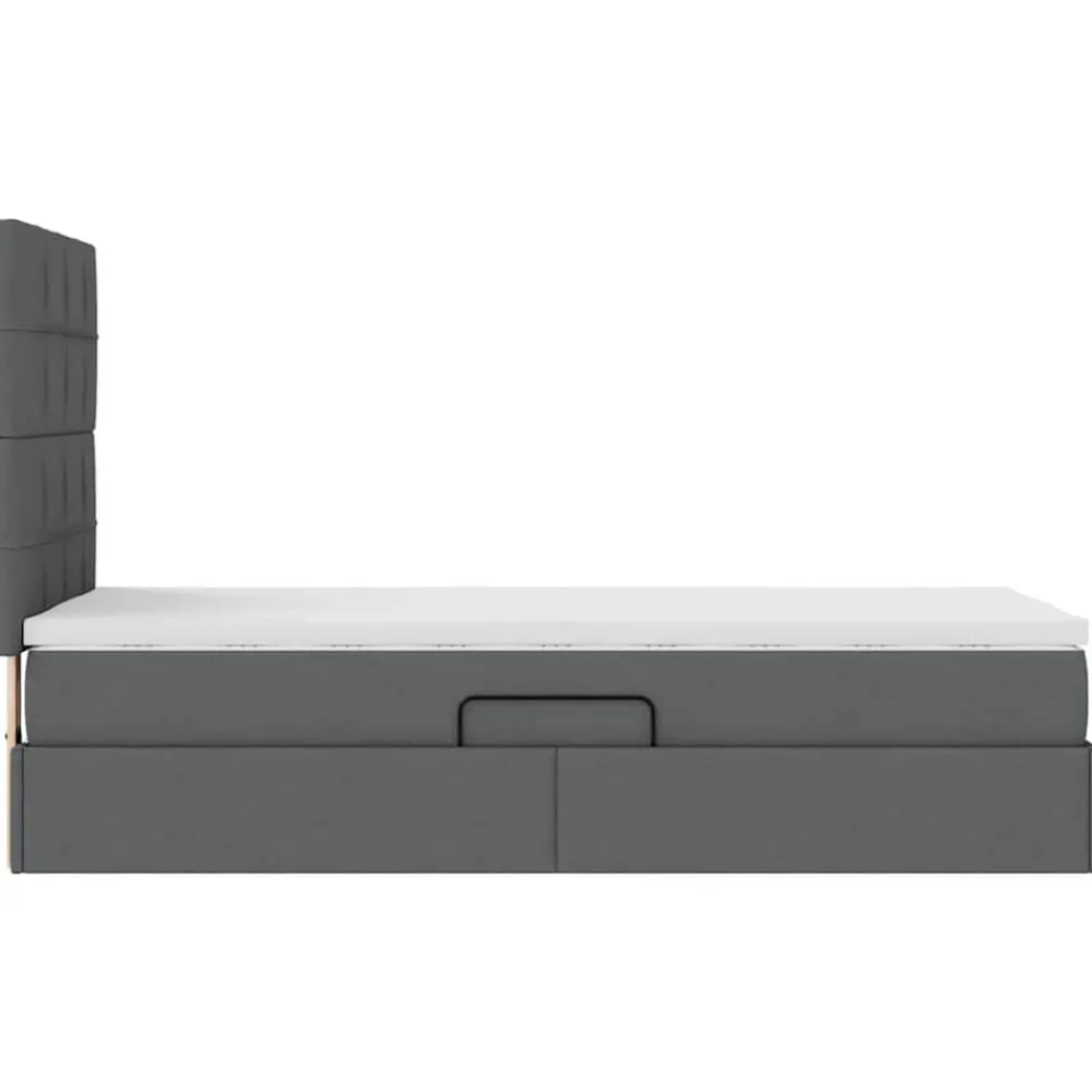 vidaXL Cama con almacenamiento y LED 90 x 190 cm Poliéster Gris oscuro New