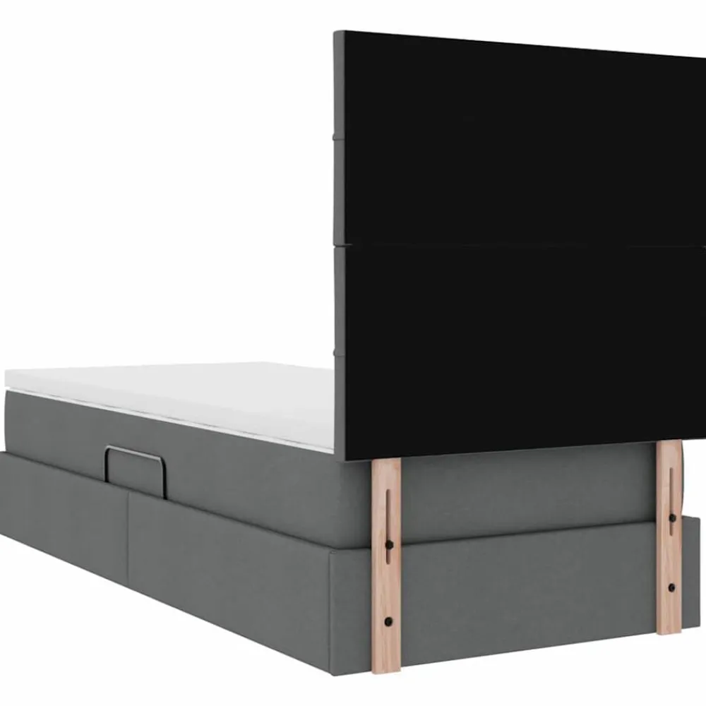 vidaXL Cama con almacenamiento y LED 90 x 190 cm Poliéster Gris oscuro New