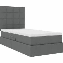 vidaXL Cama con almacenamiento y LED 90 x 190 cm Poliéster Gris oscuro New
