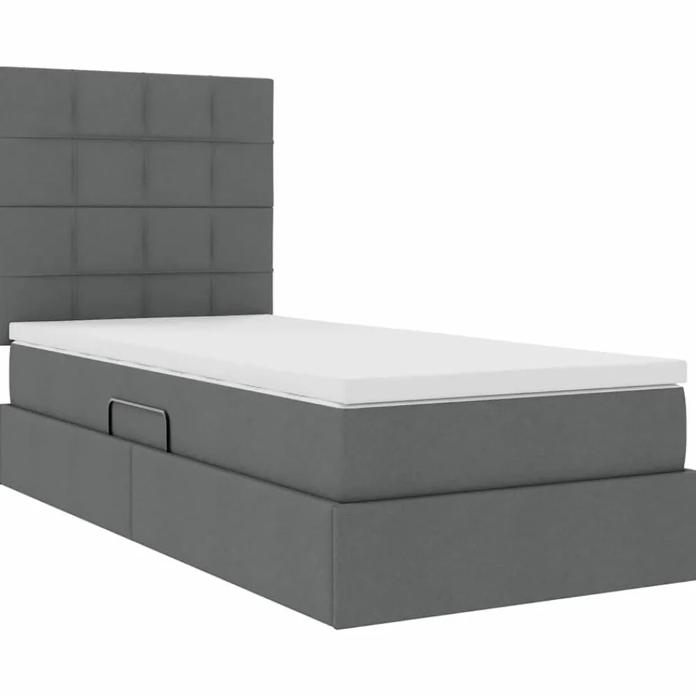 vidaXL Cama con almacenamiento y LED 90 x 190 cm Poliéster Gris oscuro New