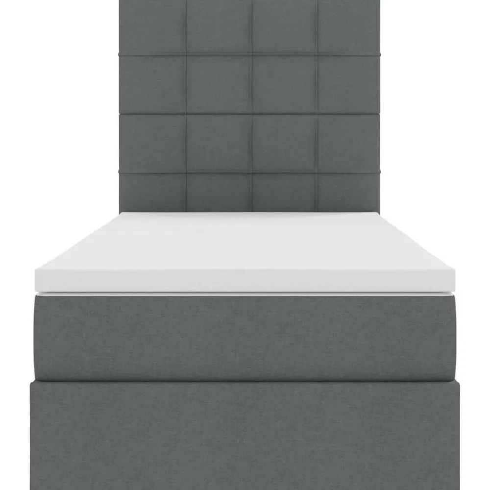 vidaXL Cama con almacenamiento y LED 90 x 190 cm Poliéster Gris oscuro New