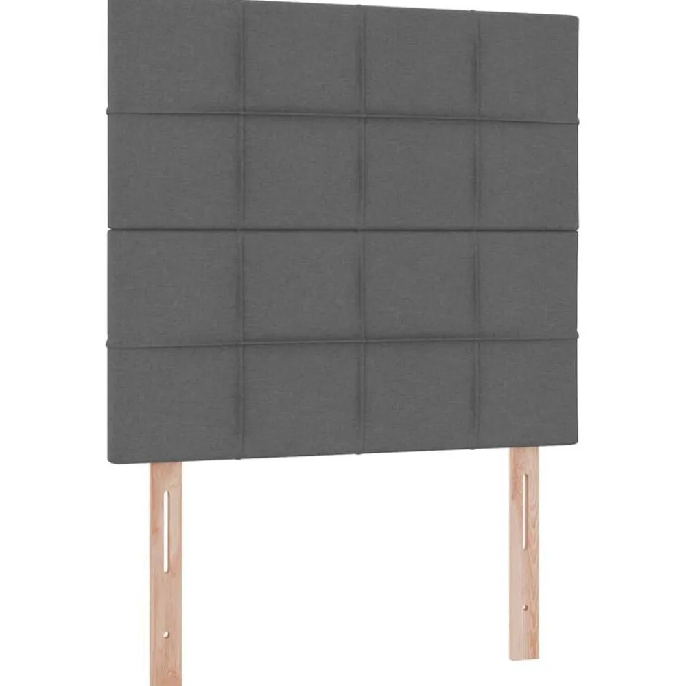 vidaXL Cama con almacenamiento y LED 90 x 190 cm Poliéster Gris oscuro New