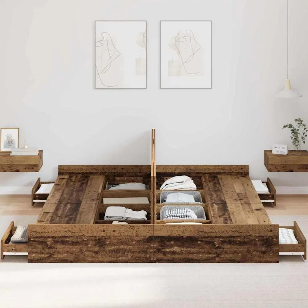 vidaXL Camas Y Accesorios-Cama con almacenamiento con cabecera 180 x 200 cm