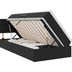 vidaXL Cama con almacenamiento y LED 90 x 190 cm Terciopelo Negro Sale