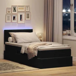 vidaXL Cama con almacenamiento y LED 90 x 190 cm Terciopelo Negro Sale