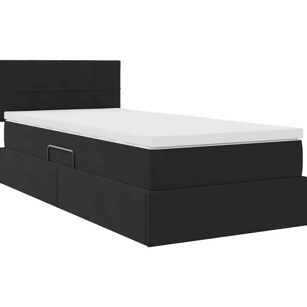 vidaXL Cama con almacenamiento y LED 90 x 190 cm Terciopelo Negro Sale