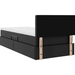 vidaXL Cama con almacenamiento y LED 90 x 190 cm Cuero sintético Negro Outlet