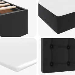 vidaXL Cama con almacenamiento y LED 90 x 190 cm Cuero sintético Negro Outlet