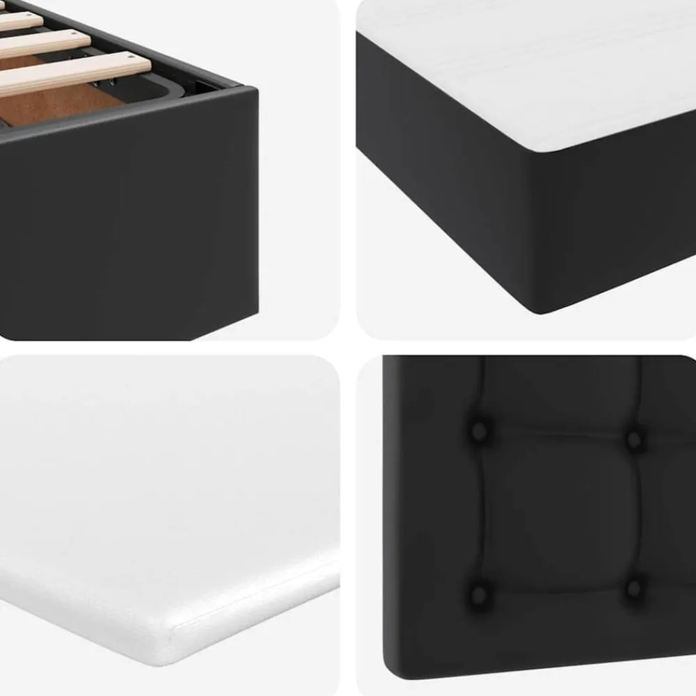 vidaXL Cama con almacenamiento y LED 90 x 190 cm Cuero sintético Negro Outlet