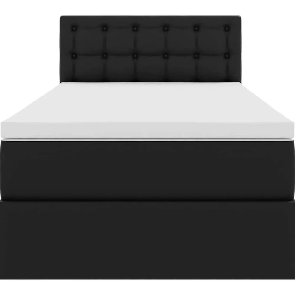 vidaXL Cama con almacenamiento y LED 90 x 190 cm Cuero sintético Negro Outlet