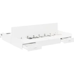 vidaXL Cama con almacenamiento 140 x 200 cm Madera contrachapada White Best