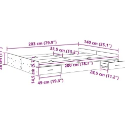 vidaXL Cama con almacenamiento 140 x 200 cm Madera contrachapada White Best