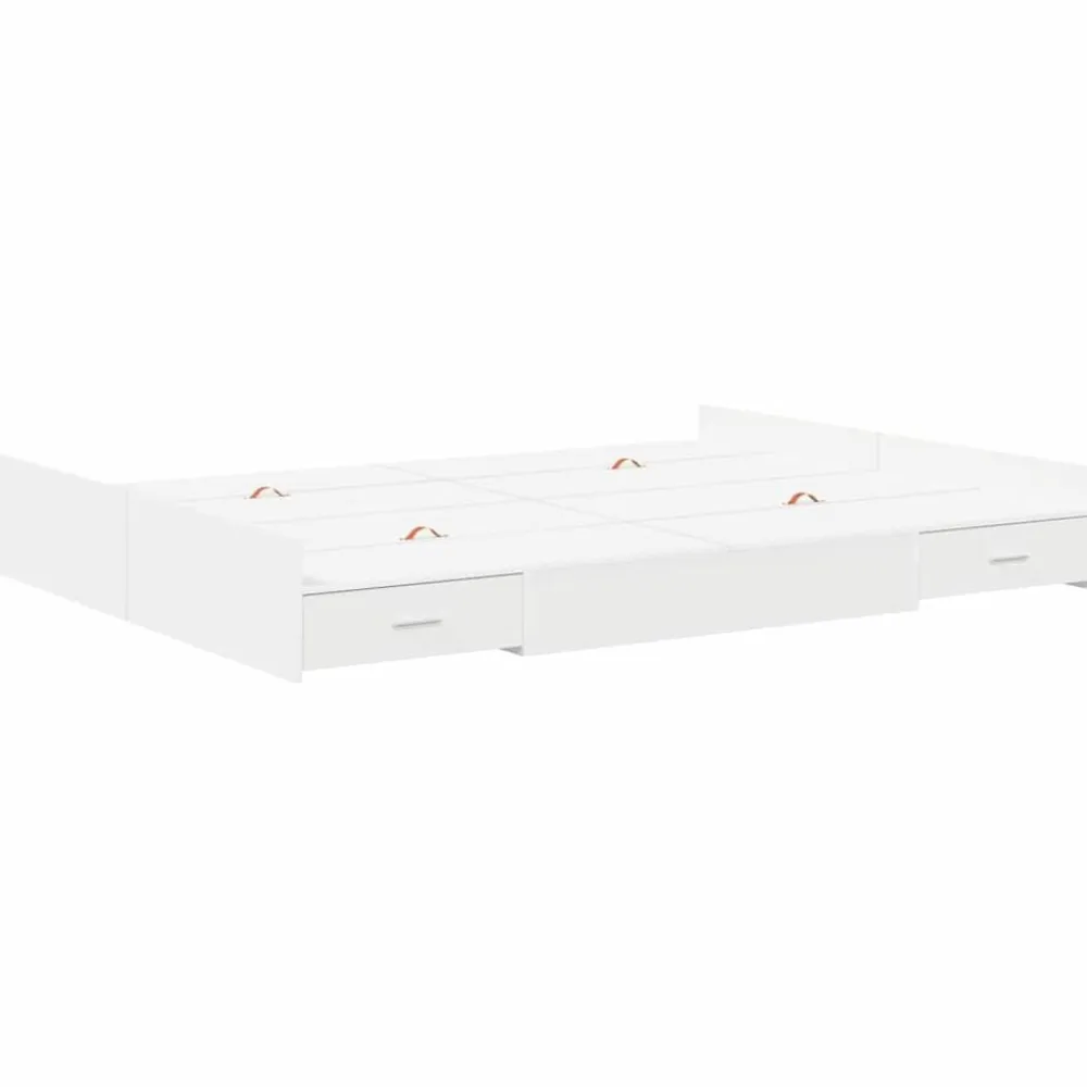 vidaXL Cama con almacenamiento 140 x 200 cm Madera contrachapada White Best