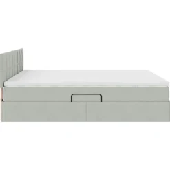 vidaXL Cama con almacenamiento con colchón 90 x 200 cm Gris claro