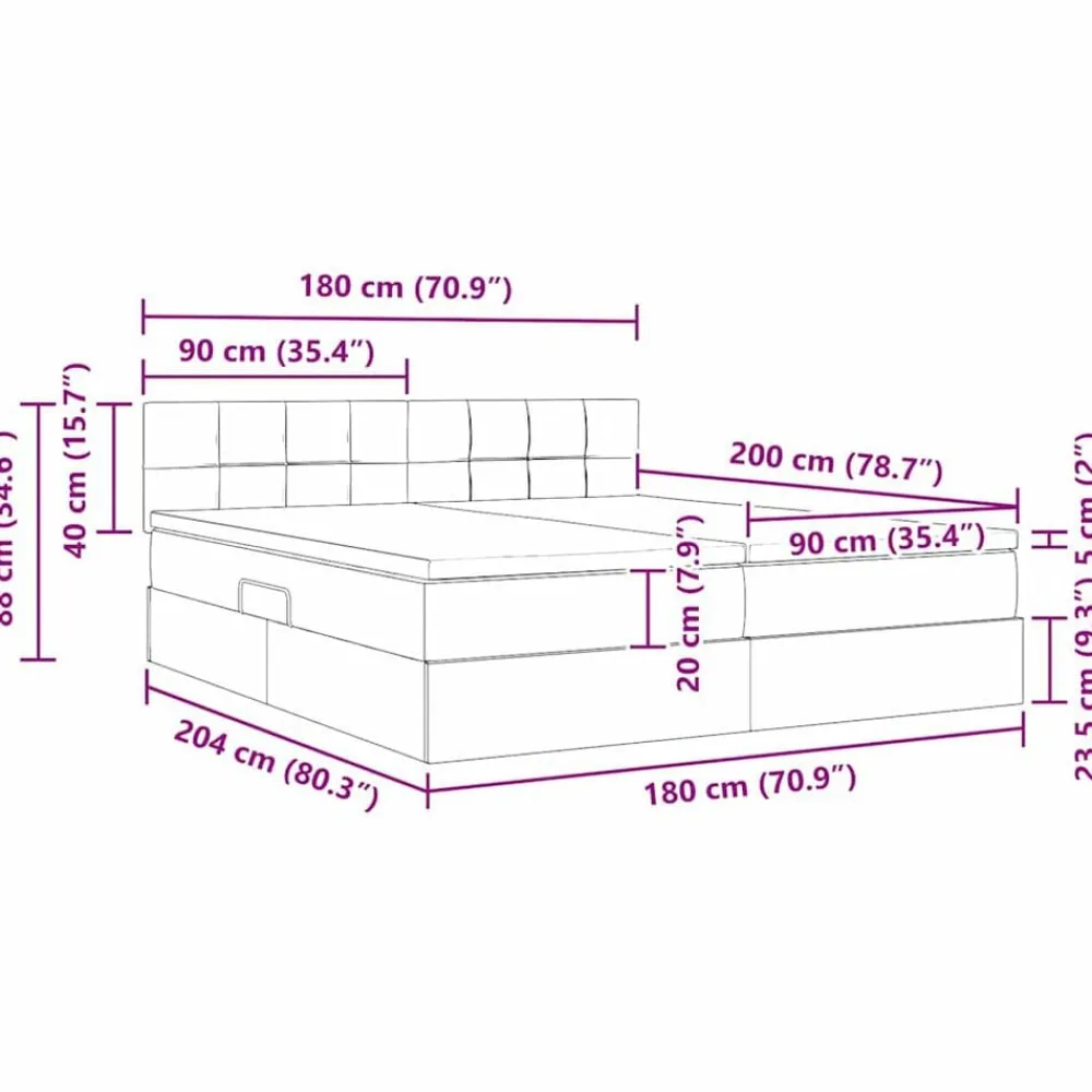 vidaXL Cama con almacenamiento con colchón 90 x 200 cm Gris claro