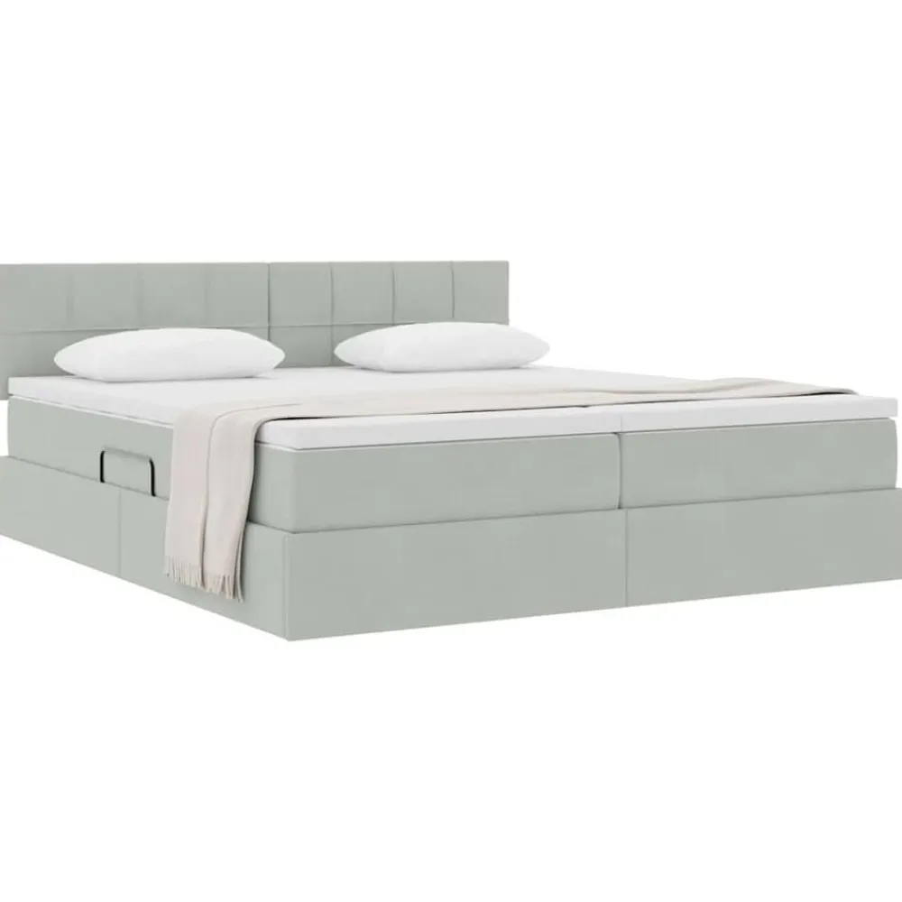 vidaXL Cama con almacenamiento con colchón 90 x 200 cm Gris claro