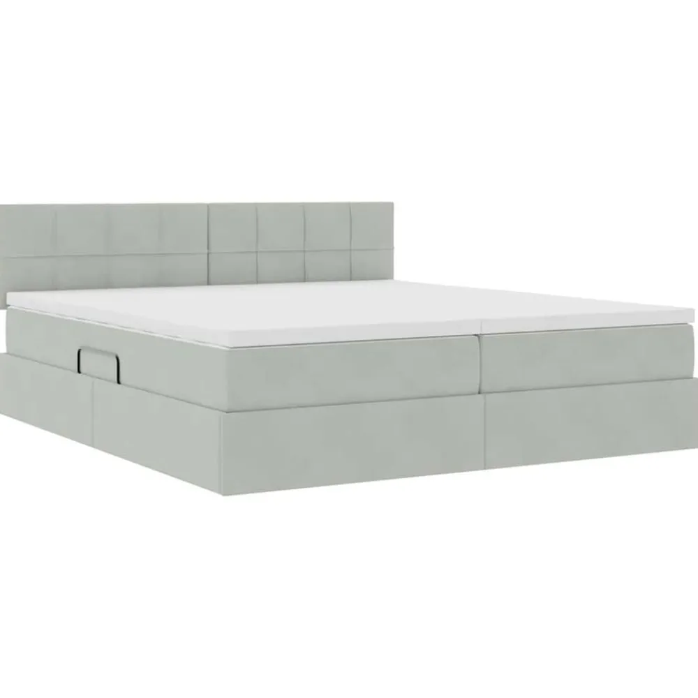 vidaXL Cama con almacenamiento con colchón 90 x 200 cm Gris claro