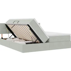 vidaXL Cama con almacenamiento con colchón 90 x 200 cm Gris claro