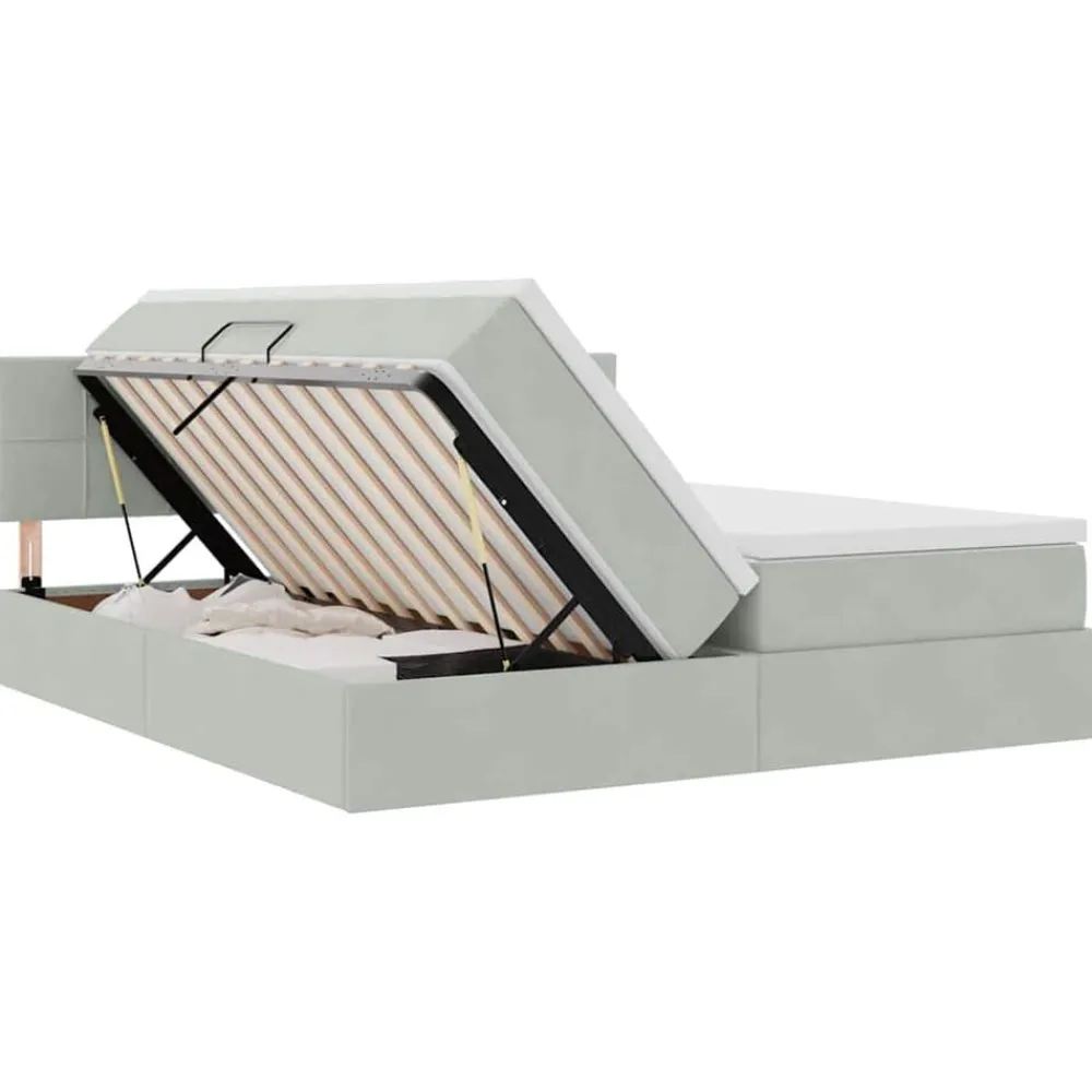 vidaXL Cama con almacenamiento con colchón 90 x 200 cm Gris claro
