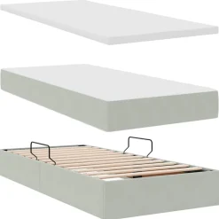 vidaXL Cama con almacenamiento con colchón 90 x 200 cm Gris claro