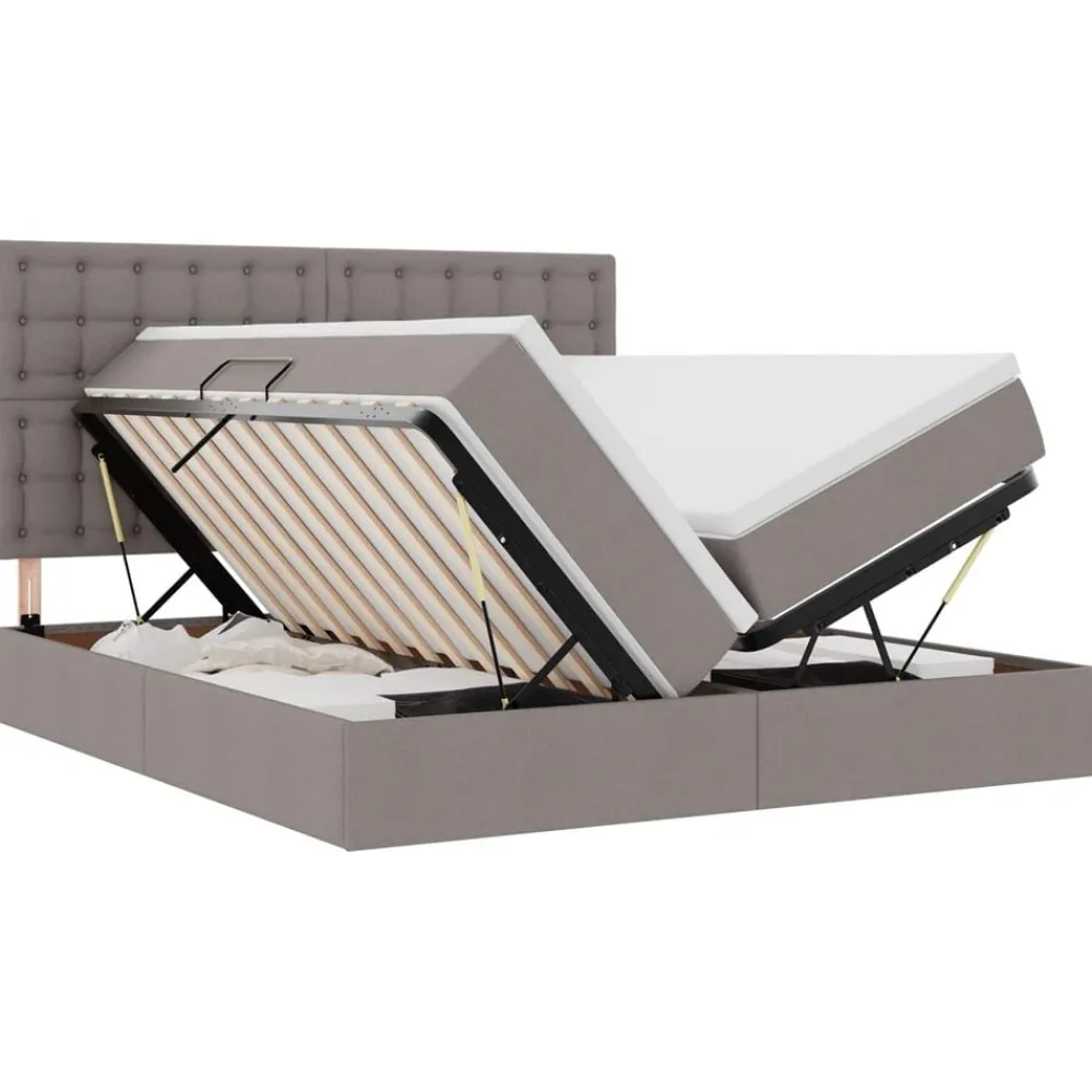 vidaXL Cama con almacenamiento 180 x 200 cm Cuero sintético Taupé Online