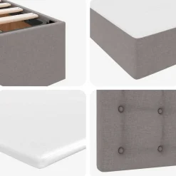 vidaXL Cama con almacenamiento 180 x 200 cm Cuero sintético Taupé Online