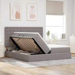 vidaXL Cama con almacenamiento 180 x 200 cm Cuero sintético Taupé Online
